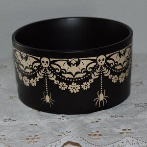 Gothic Halloween Fall Skull Bat Spider Black Stoneware Ramekin Bowl Baking Dish